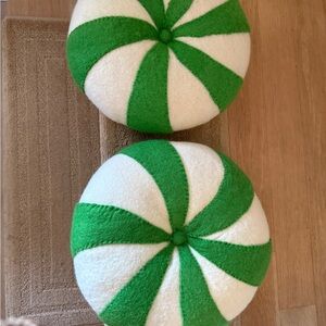 Green and White Swirl Accent Pillows